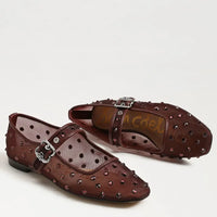 Michaela Shine Mary Jane Flat - French Merlot Mesh Fabric Sam Edelman