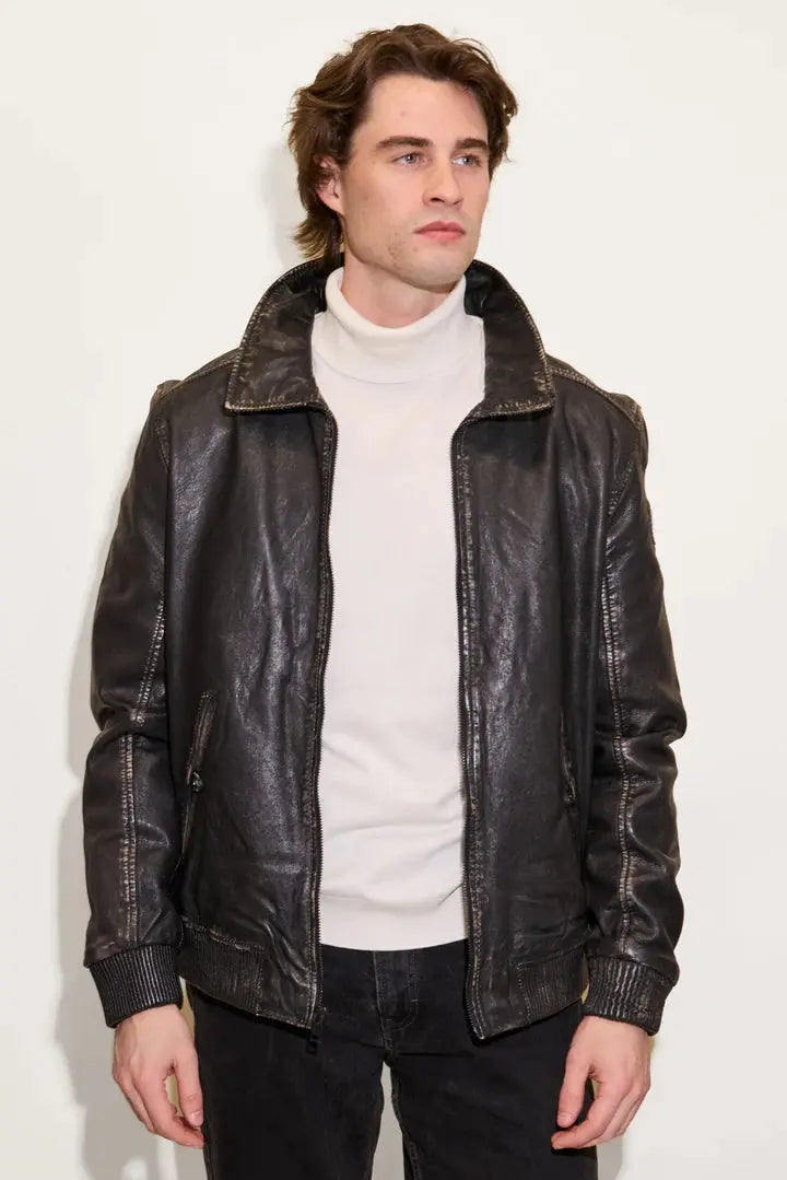 Jason UF Leather Jacket - Vintage Black Mauritius