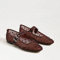 Michaela Shine Mary Jane Flat - French Merlot Mesh Fabric Sam Edelman