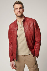 Lucio Leather Jacket- Red Regency