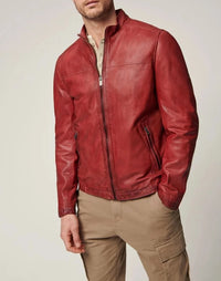Lucio Leather Jacket- Red Regency
