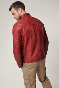 Lucio Leather Jacket- Red Regency