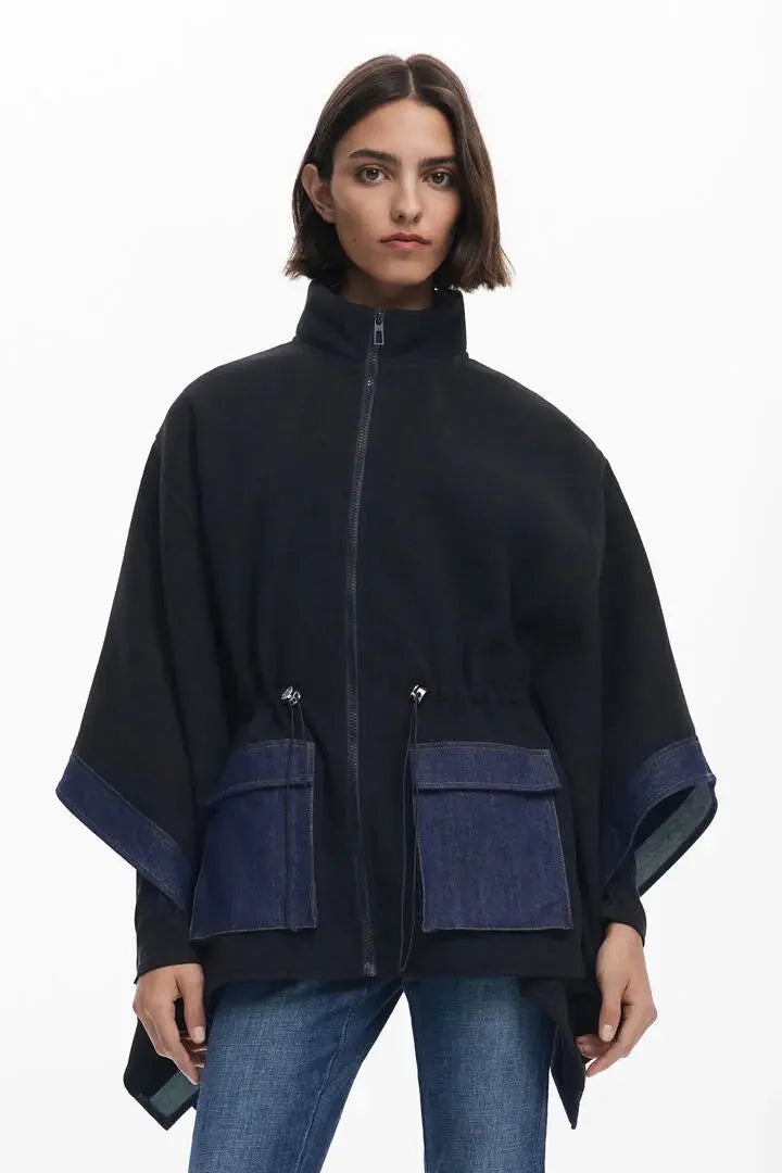 Combined Denim Poncho Desigual.