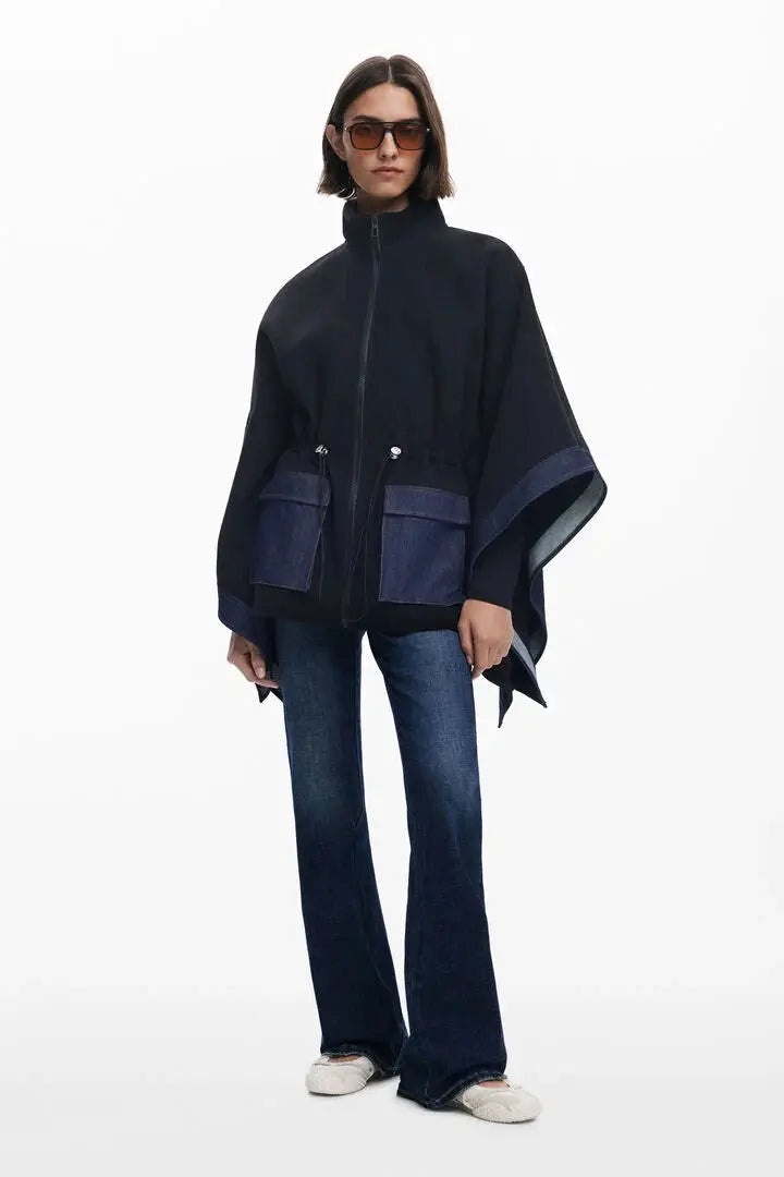 Combined Denim Poncho Desigual.