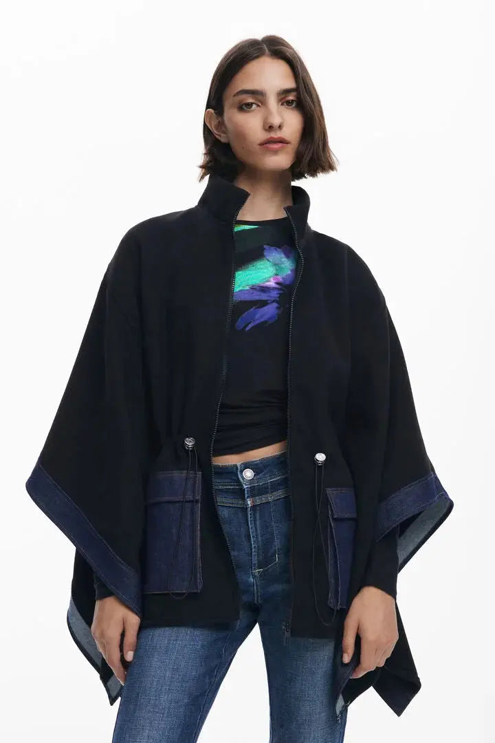 Combined Denim Poncho Desigual.