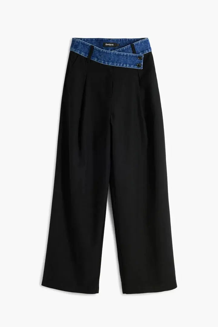 Tailored Combined Trousers – Asymmetric Denim Waist Desigual.