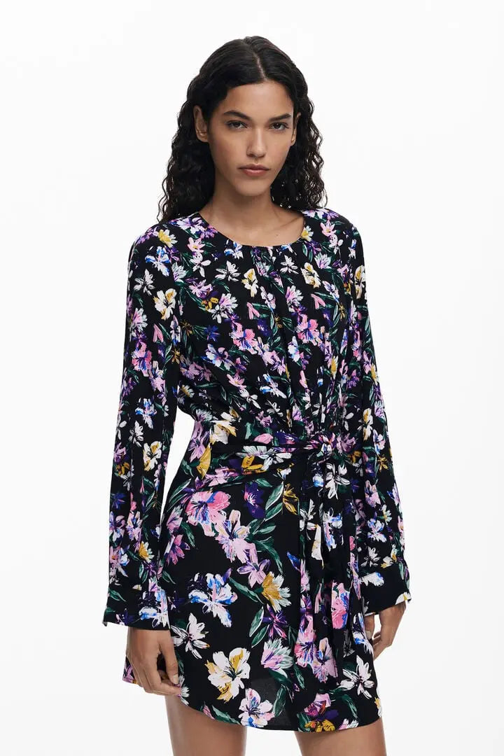 Floral knot short dress Desigual.