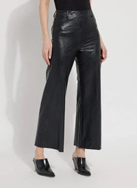 Vegan Leather Wide Leg Pants - Kohl Black Lysse