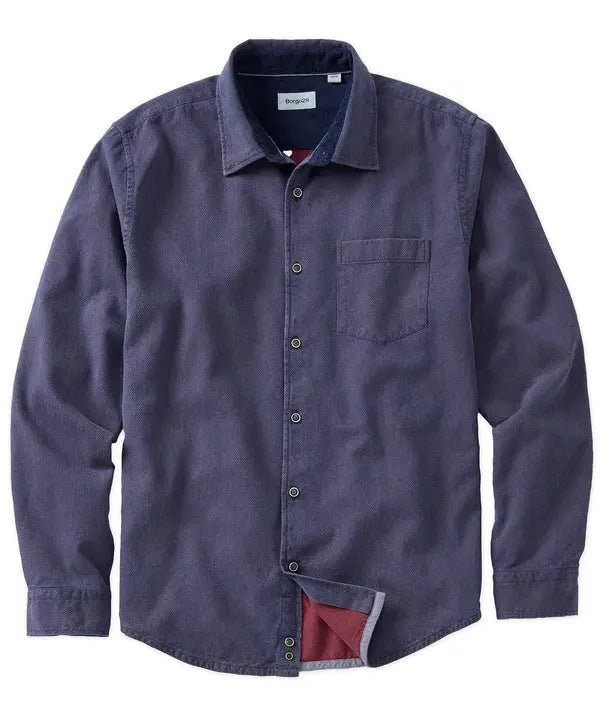 Double-Face Indigo Honeycomb Sport Shirt - Eggplant Borgo28