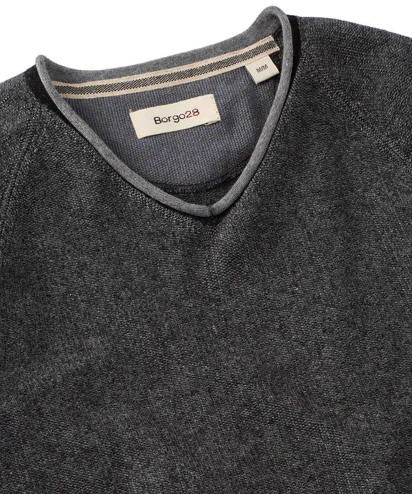 V-Neck Piqué Sweater - Coal Borgo28