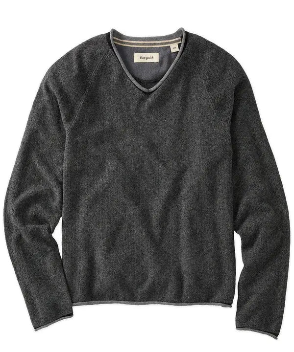 V-Neck Piqué Sweater - Coal Borgo28