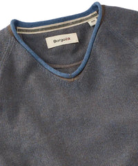 V-Neck Piqué Sweater - Indigo Borgo28