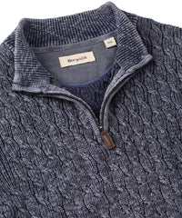 Quarter-Zip Mock Neck Cable Knit Sweater - Navy Borgo28