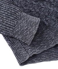 Quarter-Zip Mock Neck Cable Knit Sweater - Navy Borgo28