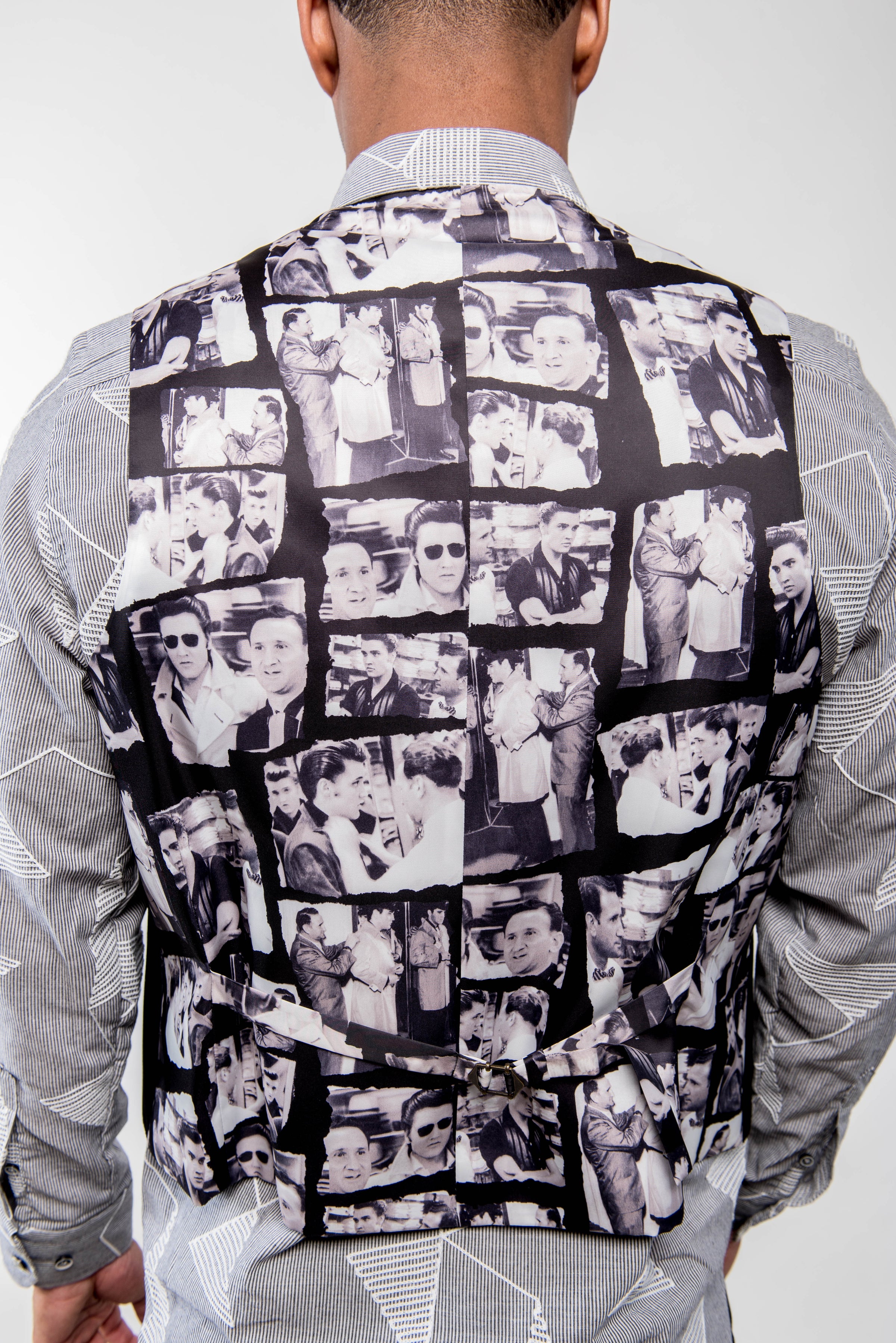 Back view showing Clothier to the King lining
