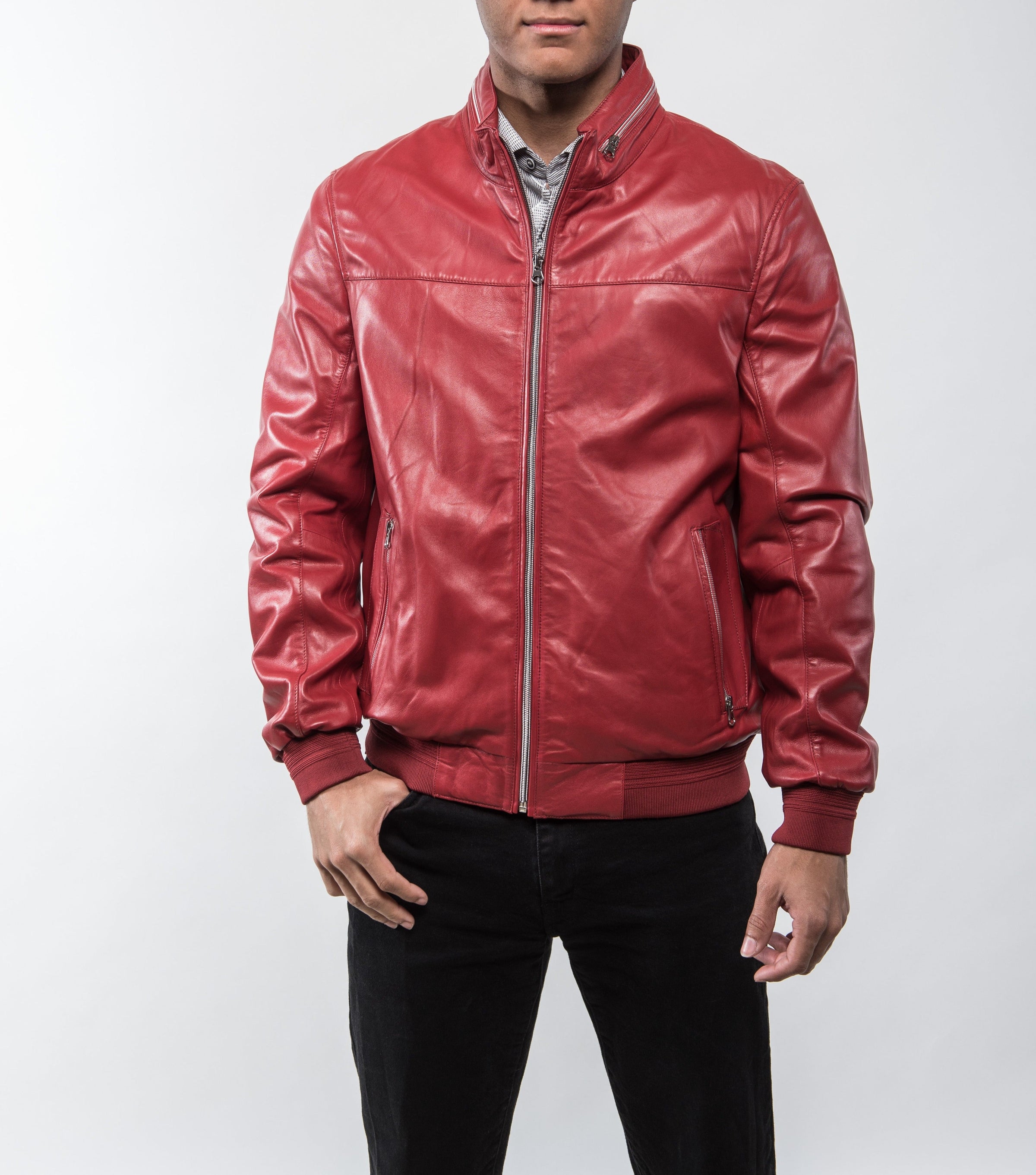 Andrea Red Leather Jacket Regency