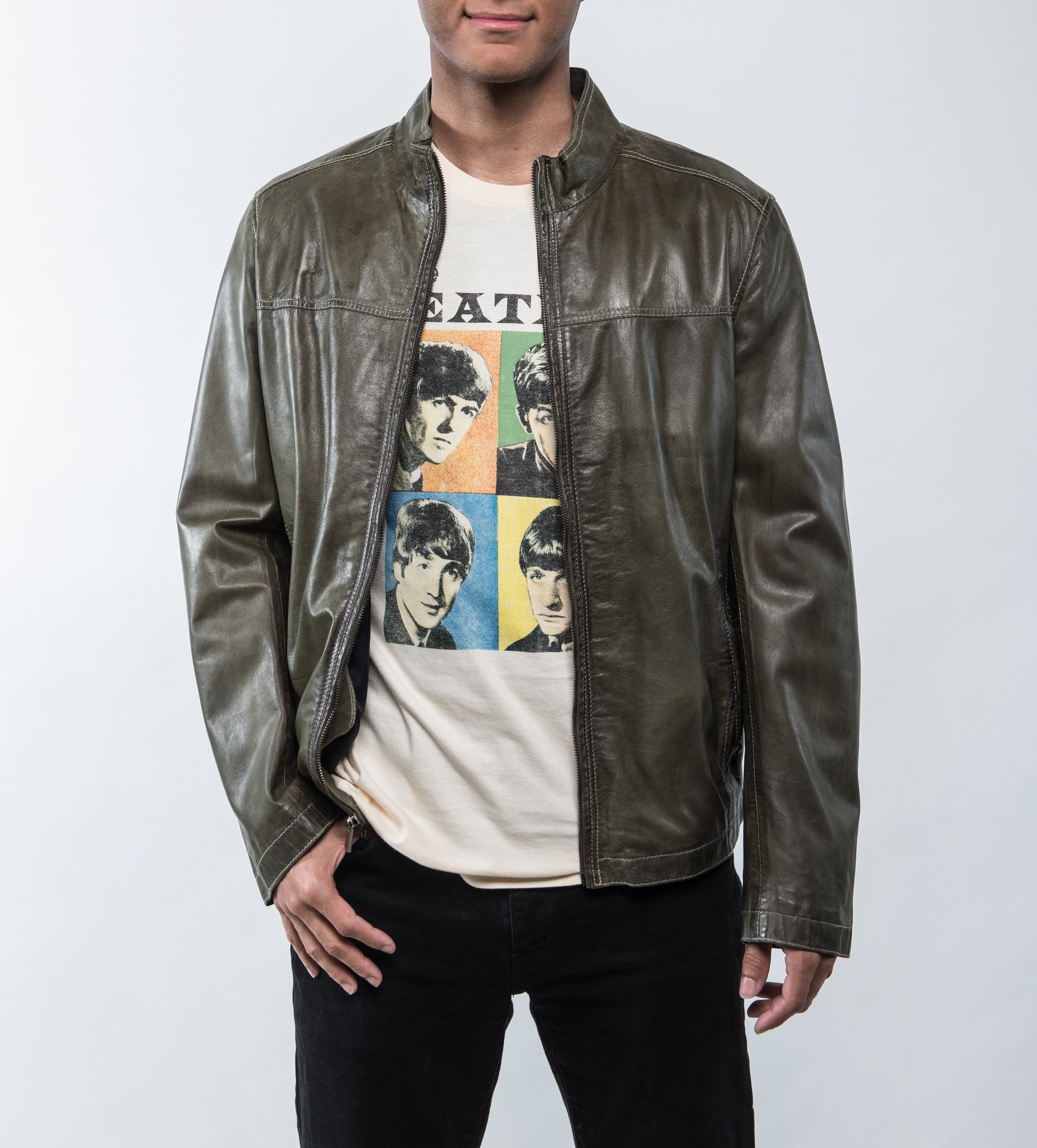 Lucio Green Leather Jacket Regency