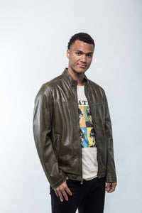 Lucio Green Leather Jacket Regency