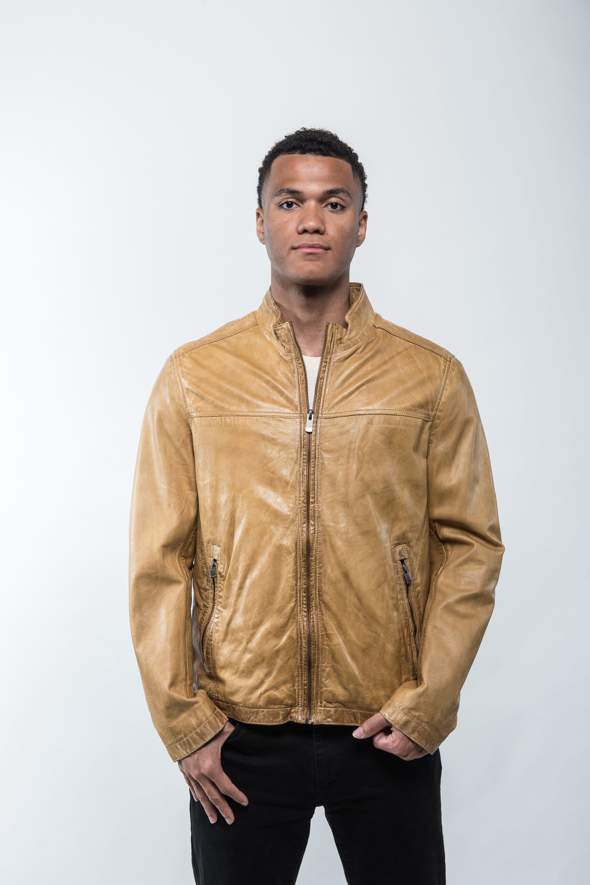 Lucio Yellow Leather Jacket Regency