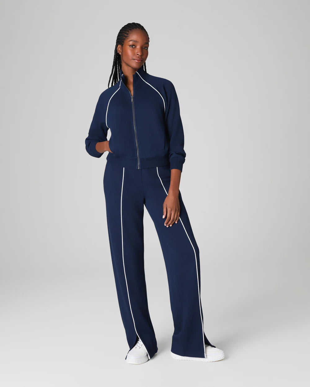 AirEssentials Pique Full Zip Track Jacket - Navy Spanx