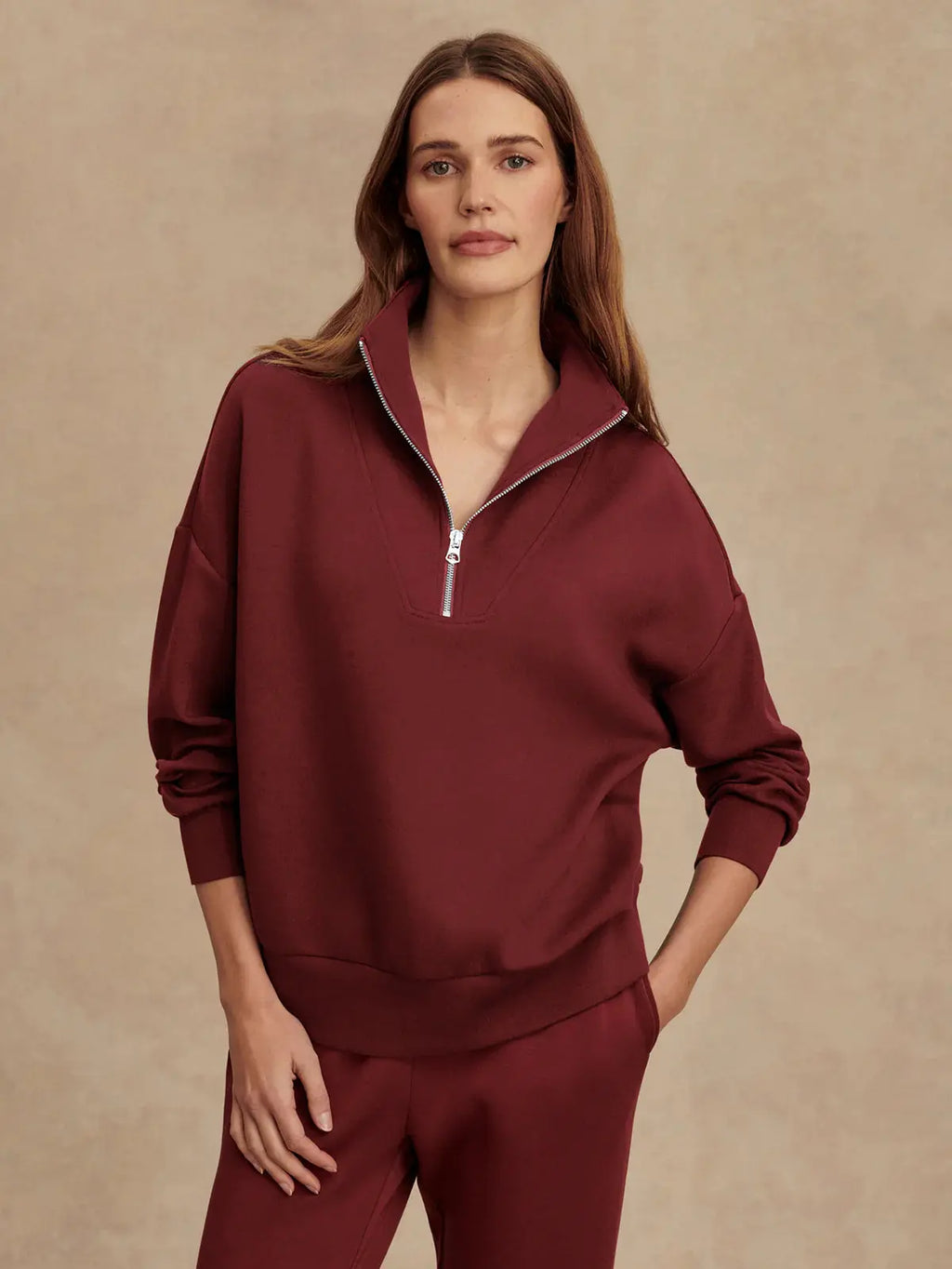 Varley Hawley Half-Zip Sweat – New Maroon – Lansky Bros. Varley Hawley Half-Zip Sweat – New Maroon – Lansky Bros.