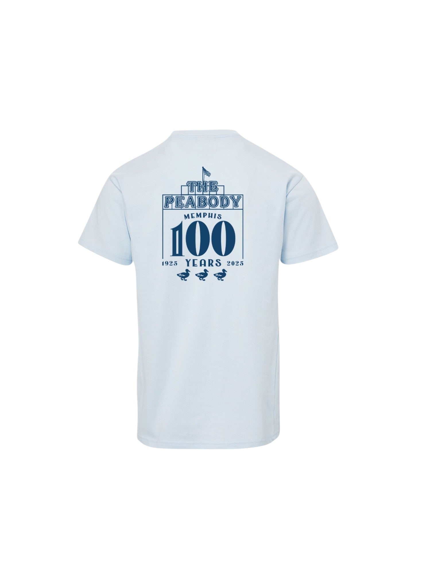 Peabody Hotel 100 Years Tee - Artic Blue Lansky Bros.