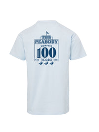 Peabody Hotel 100 Years Tee - Artic Blue Lansky Bros.