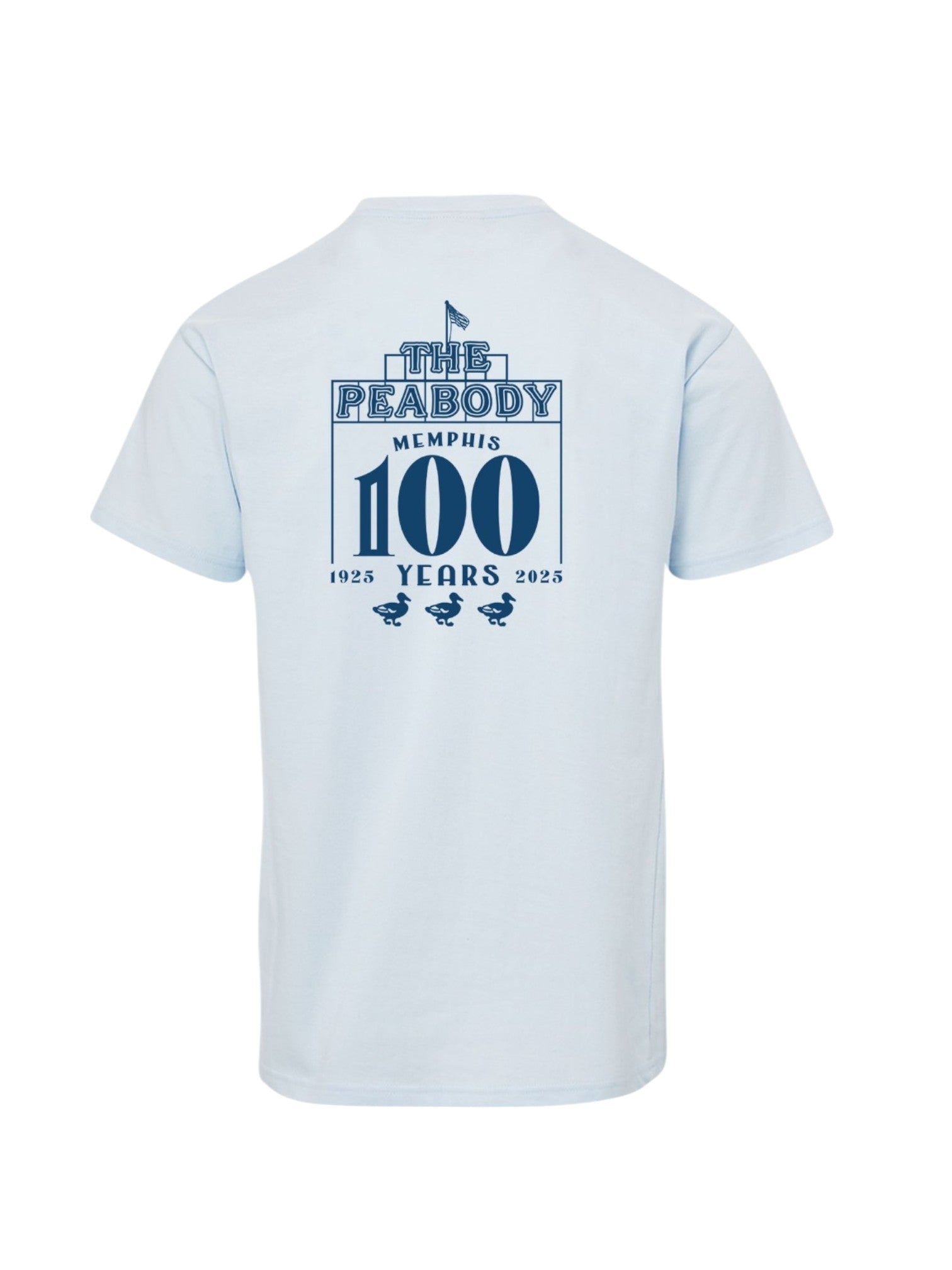 Peabody Hotel 100 Years Tee - Artic Blue Lansky Bros.