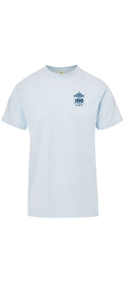 Peabody Hotel 100 Years Tee - Artic Blue Lansky Bros.
