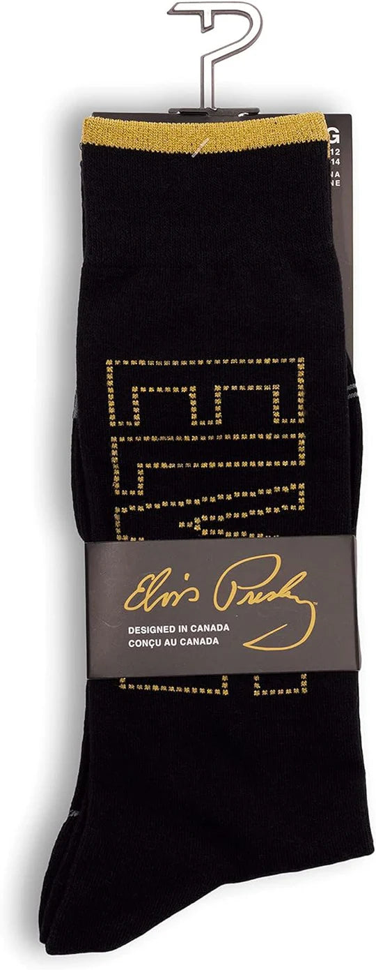 Elvis Block Letters - Gold Odd Sox