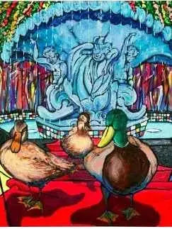 Peabody Fountain & Ducks Poster by David Lynch