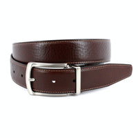 PEBBLED VEAL TO BURNISHED VEAL - REVERSIBLE BELT BLACK TO COGNAC Torino
