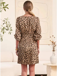 Leopard Gathered Waist Mini Dress Current Air