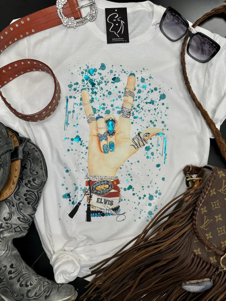 Turquoise Peace Western Tee By Jodi