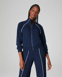 AirEssentials Pique Full Zip Track Jacket - Navy Spanx