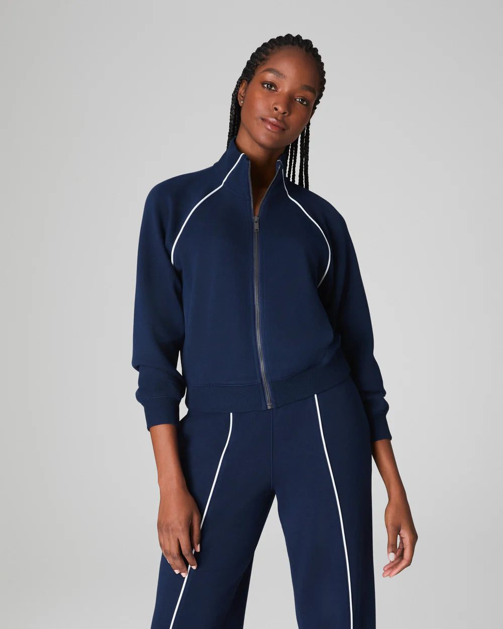 AirEssentials Pique Full Zip Track Jacket - Navy Spanx