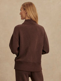 Back view of Sally Half-Zip Sweat with dropped shoulder and long sleeves