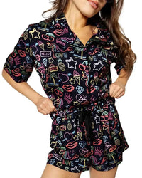 Silky Neon Lights (Short Sleeve w/ Shorts)