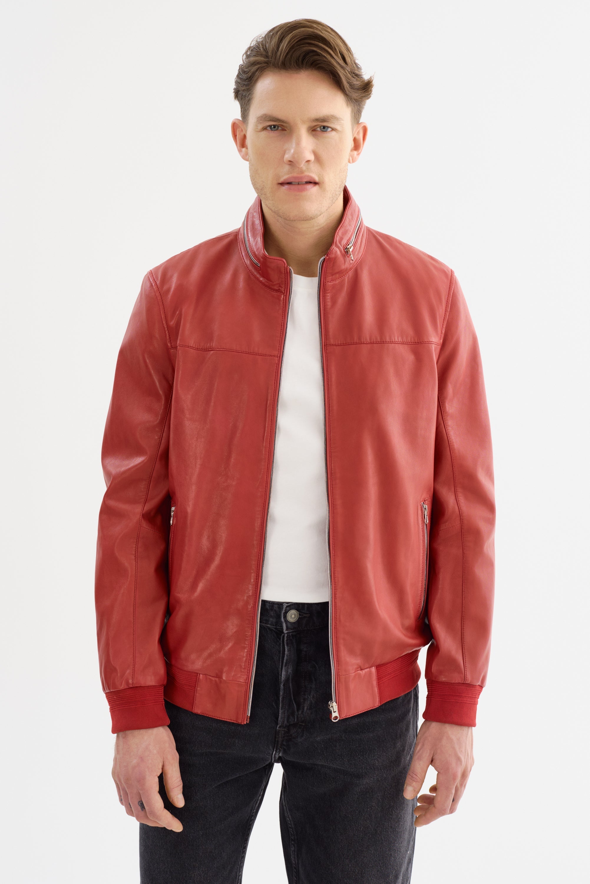 Andrea Red Leather Jacket Regency