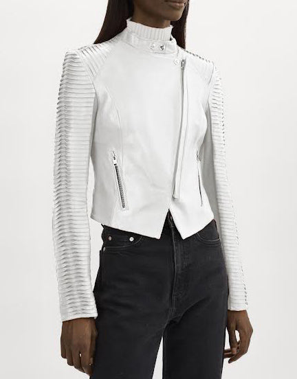 Azra Striped Jacket- White