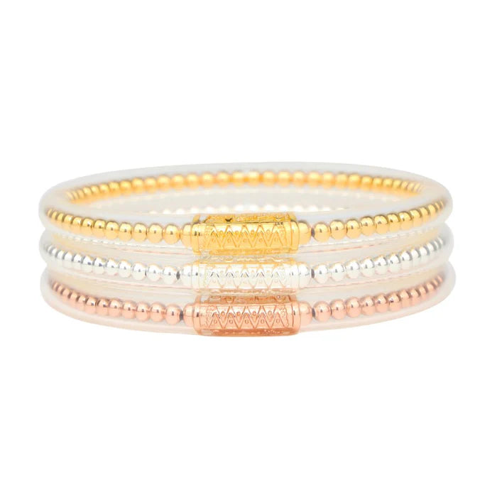 BIBI All Weather Bangles® (Set of 3) - Serenity Prayer Budha Girl