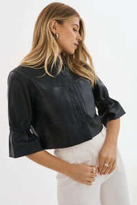 CAROLINA | LEATHER RUFFLE SLEEVE JACKET Lamarque