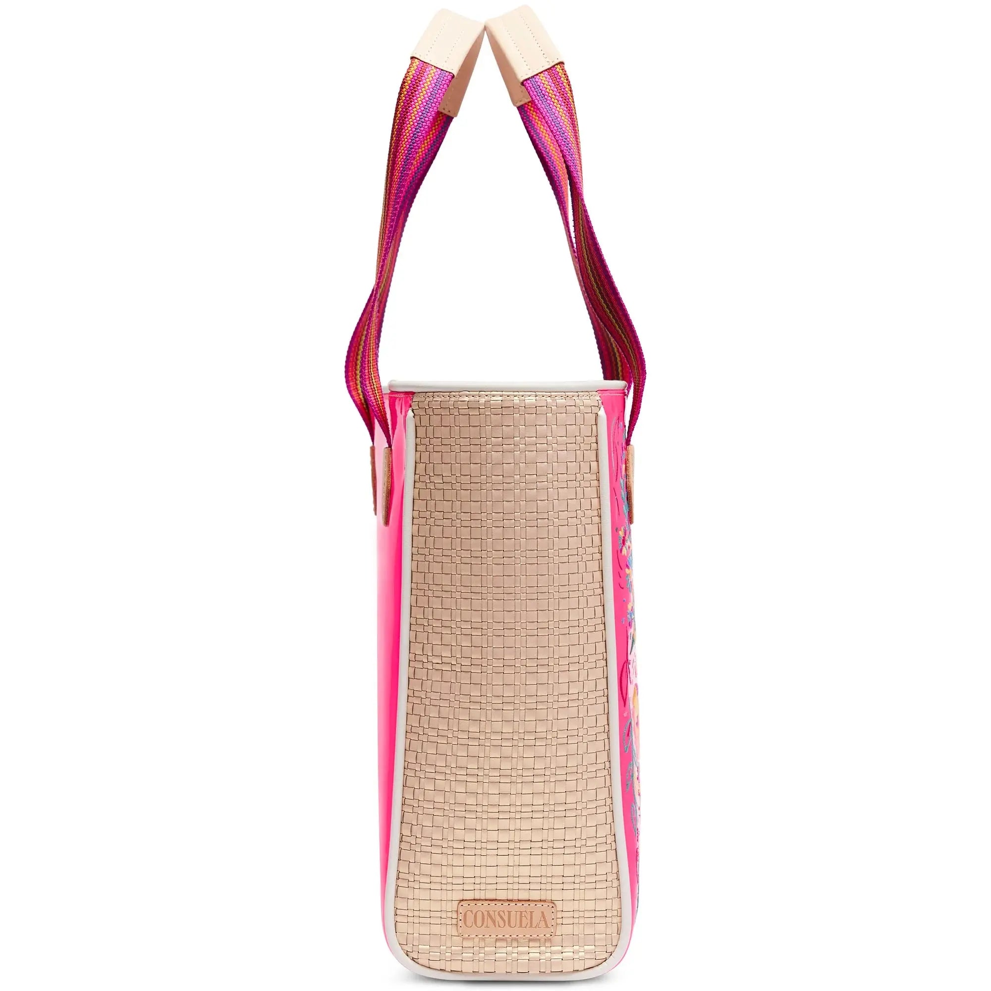 XO Classic Tote – Pink Embroidered Patent Bag Consuela