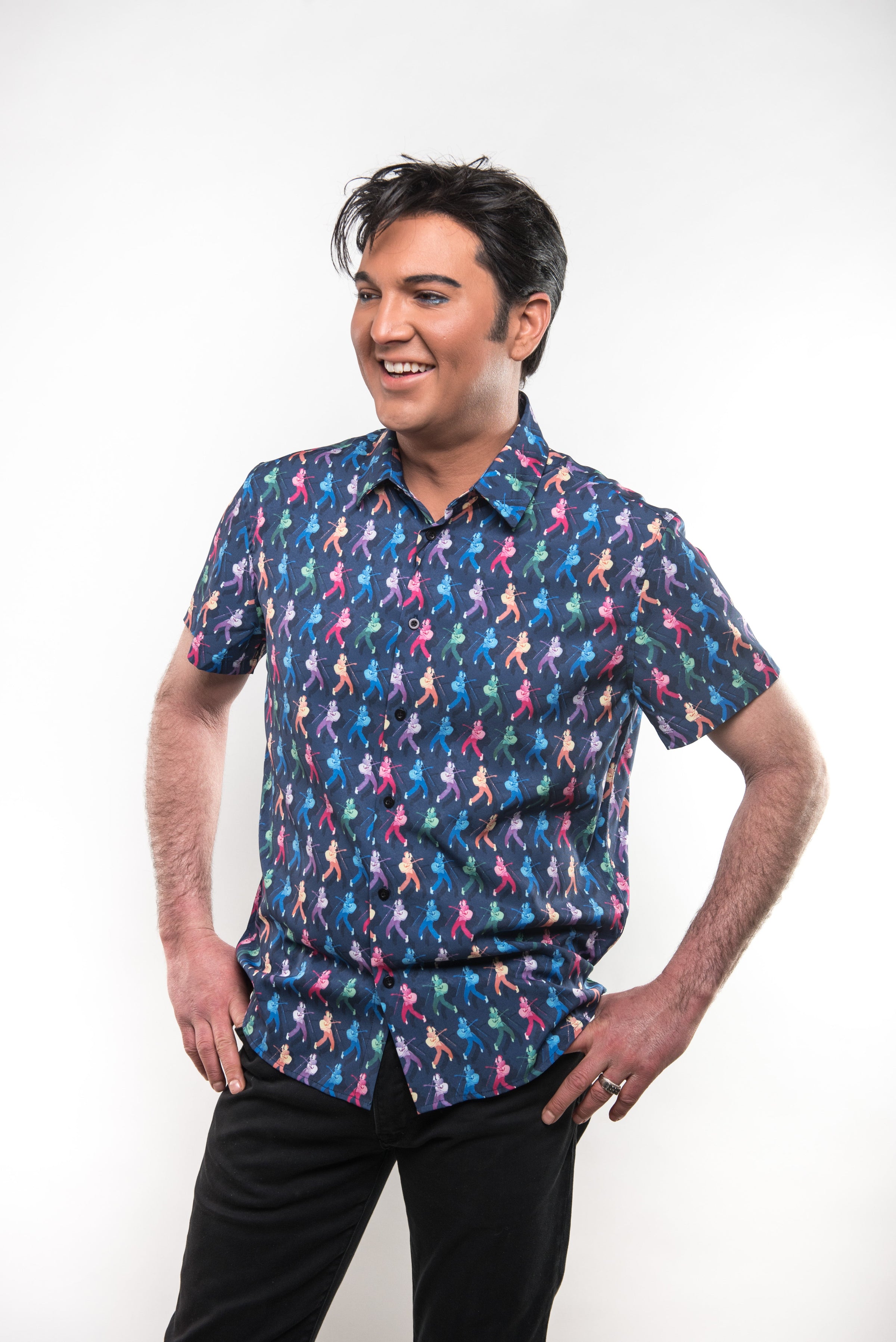 Navy Elvis On The Mic Shirt Clothier to The King