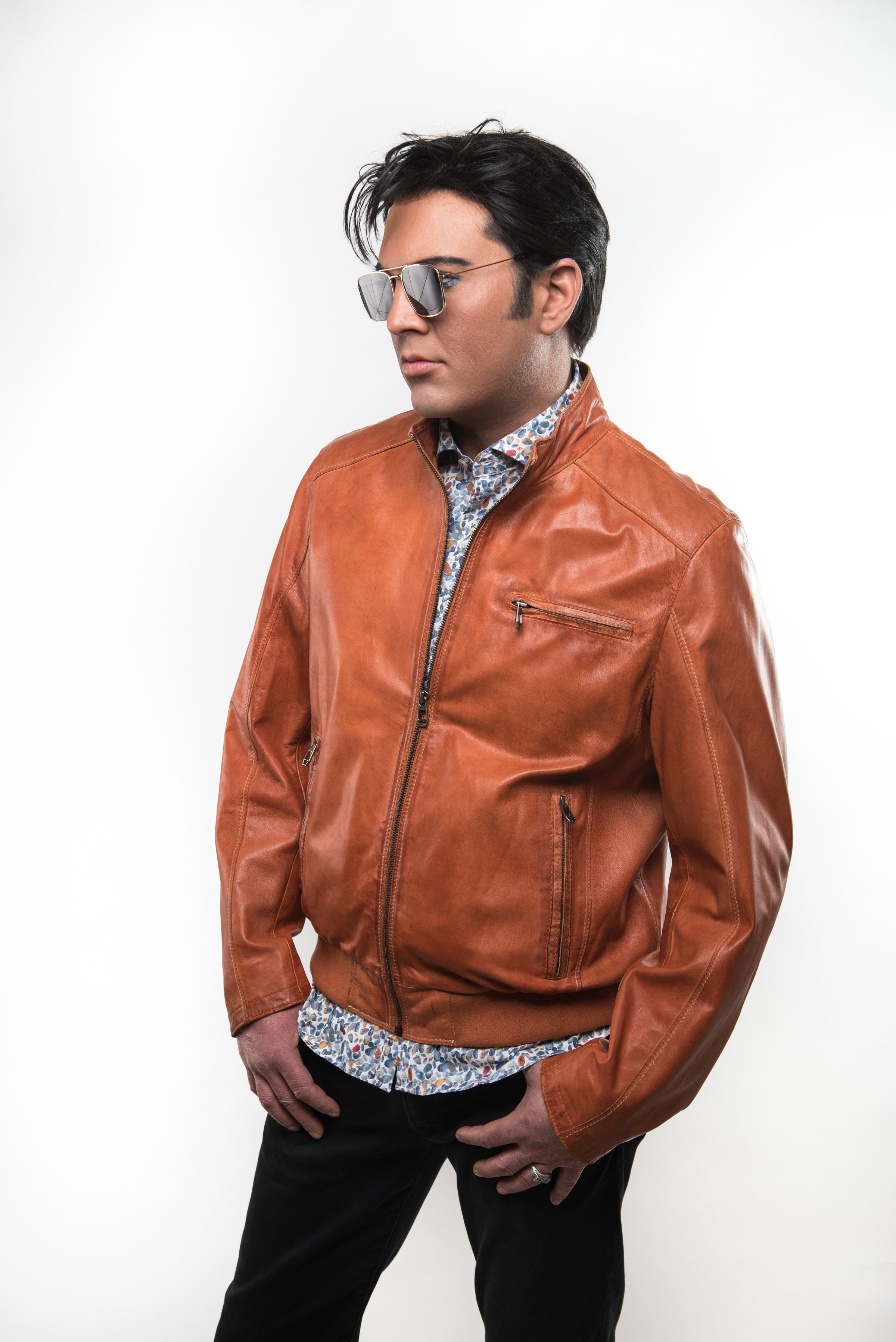 Tim Lambskin Leather Jacket - Orange Regency