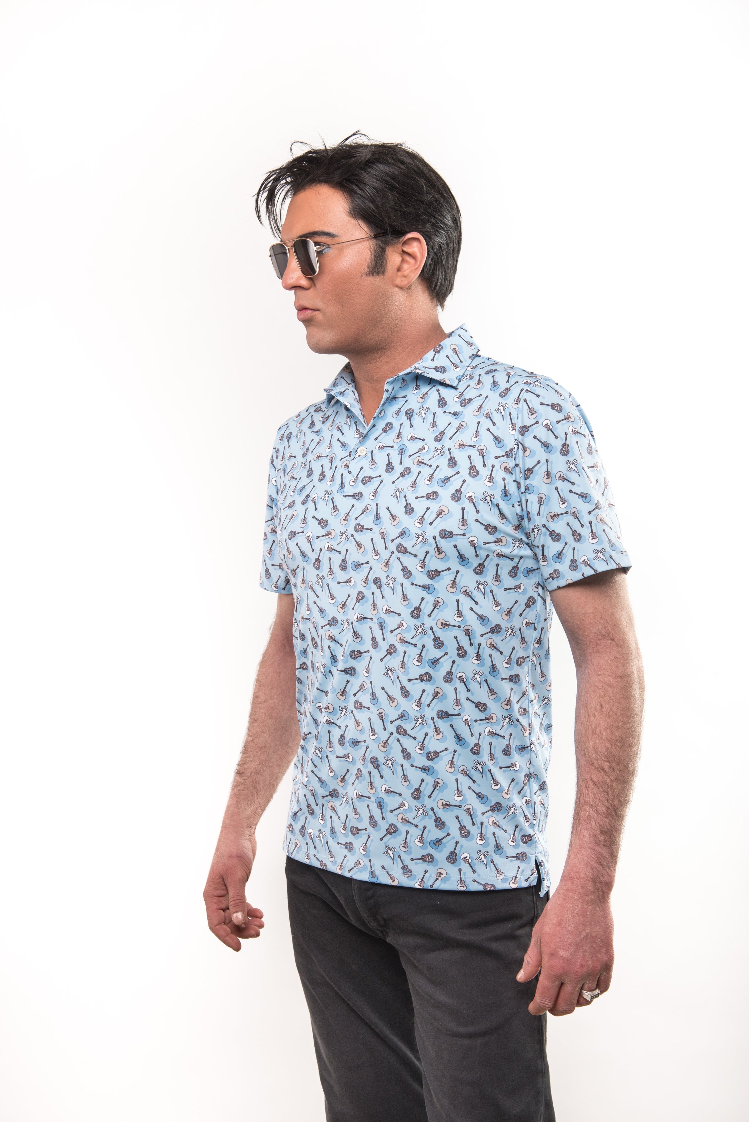 TCB & Guitars Polo - Light Blue Clothier to The King