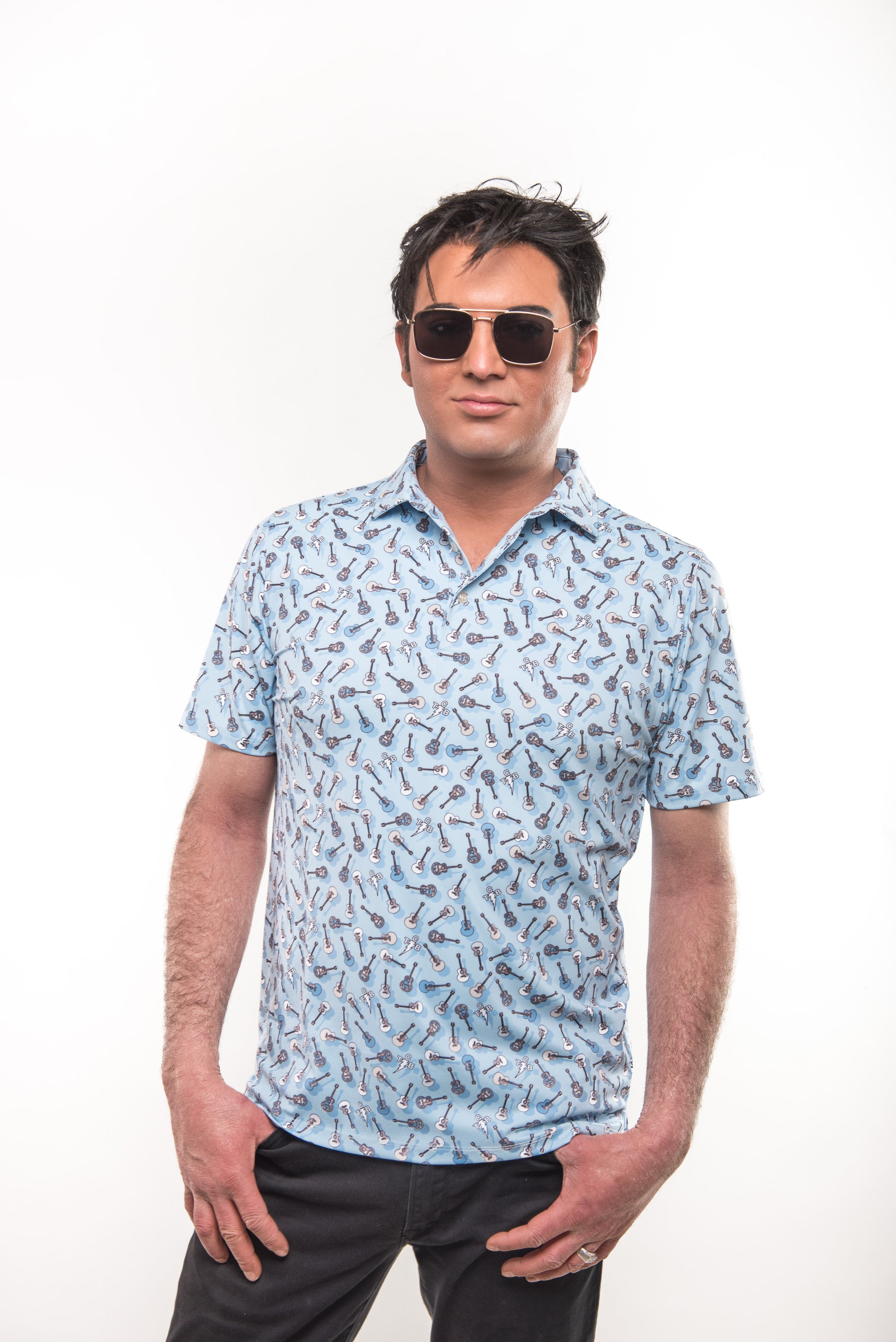 TCB & Guitars Polo - Light Blue Clothier to The King