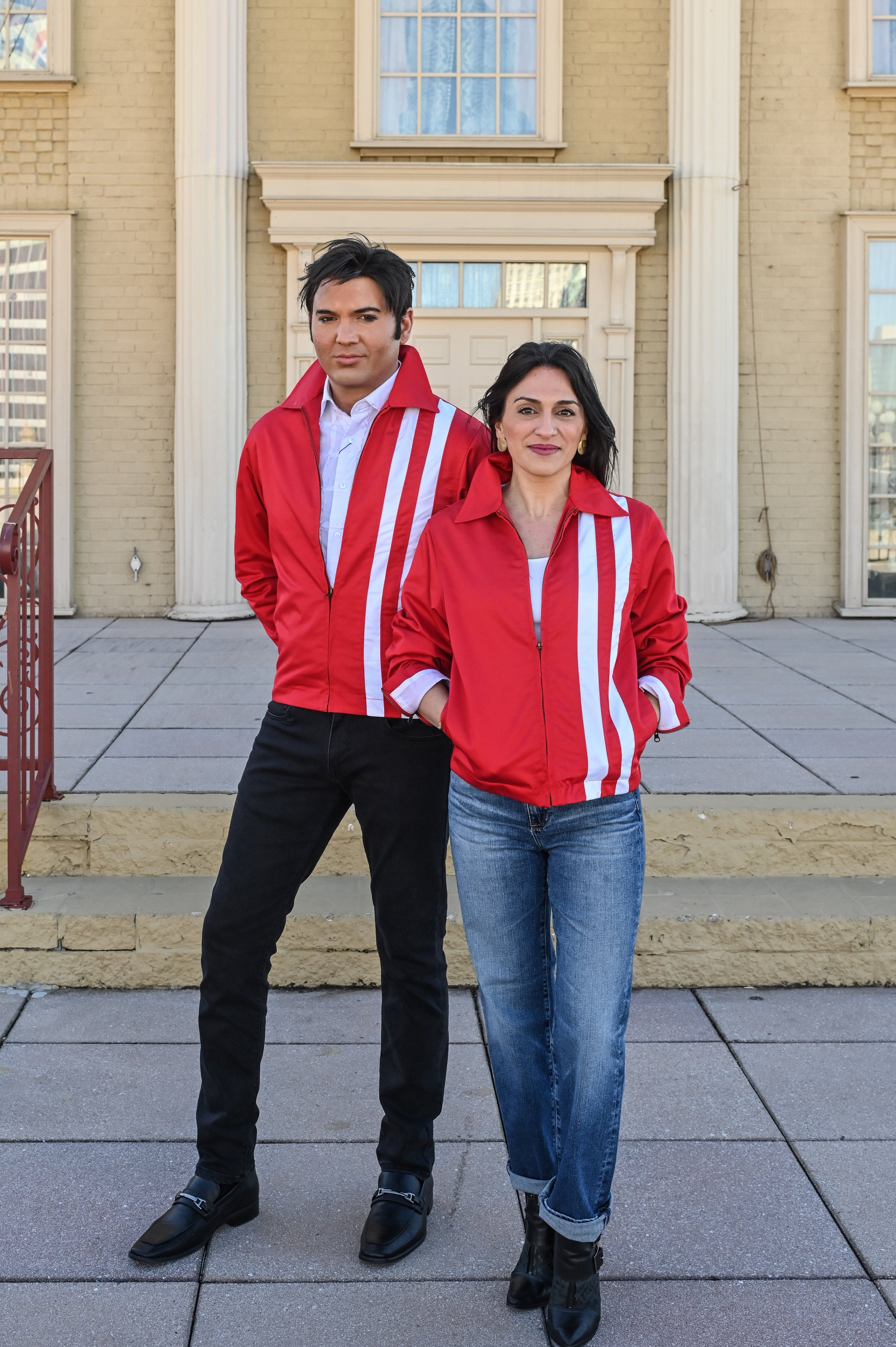 Lansky Bros. Clothier to the King jacket with white speed stripe