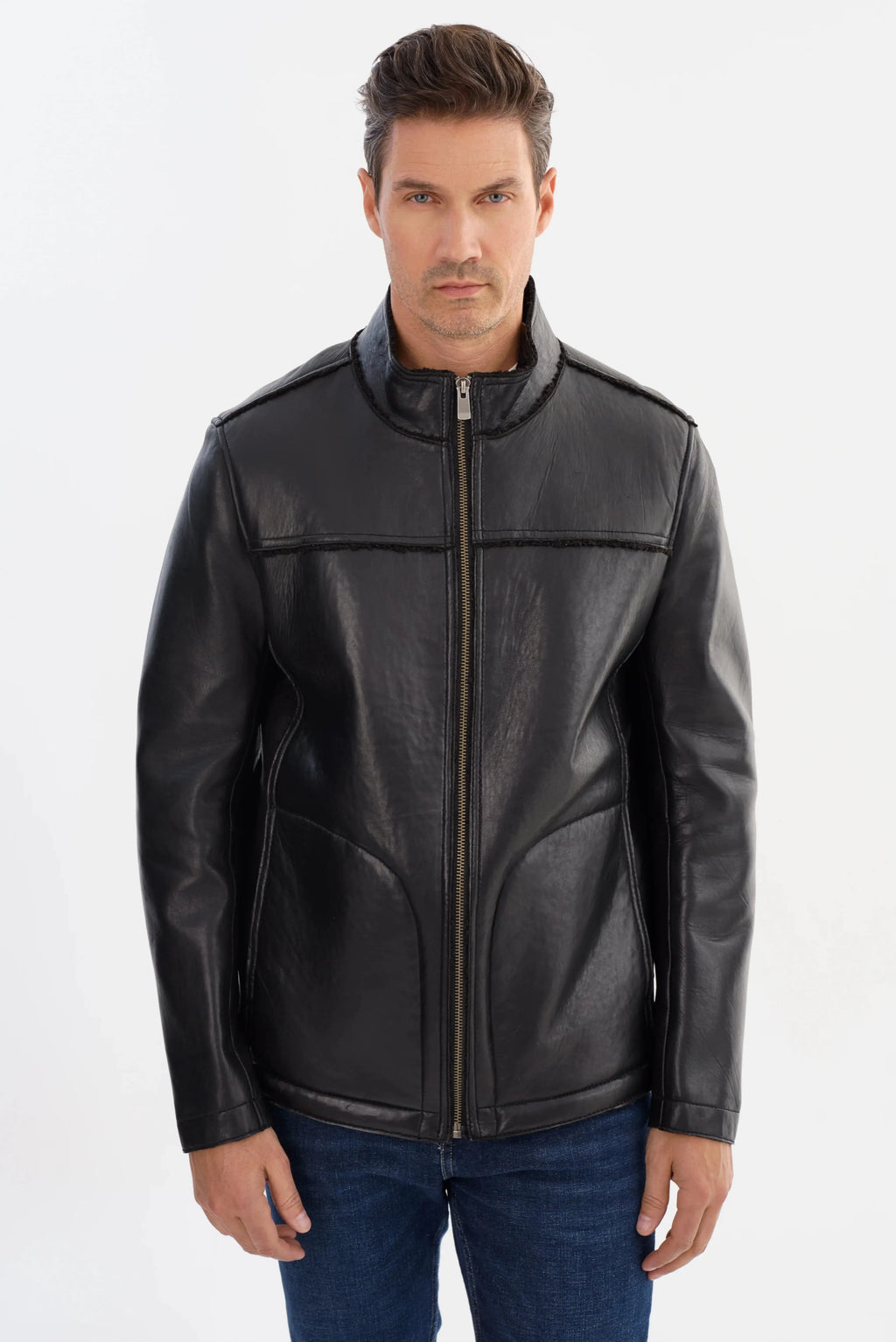 Edward Leather Jacket – Lambskin with Faux Shearling Interior