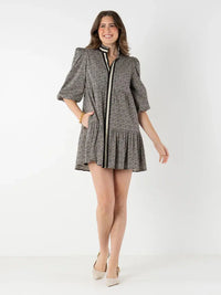 Sadie Dress - Black Tonal Monogram EMILY McCARTHY